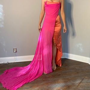SOLD Evening Gown - Orange and Pink - Couture